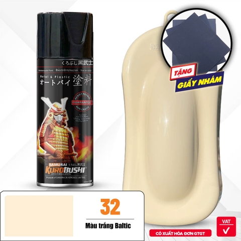 Sơn xịt Samurai Kurobushi - MÀU TRẮNG BALTIC 32 (400ml)