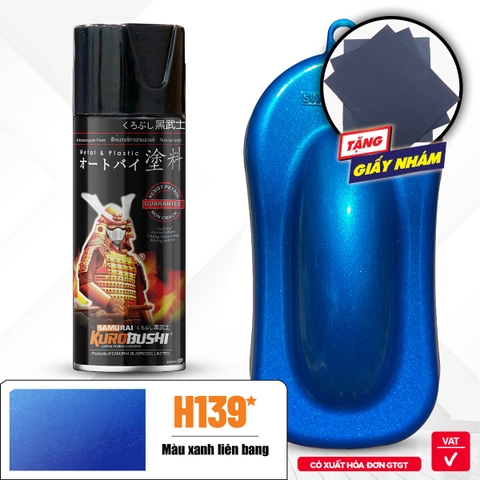 Sơn xịt Samurai Kurobushi - MÀU XANH DƯƠNG CANDY H139 (400ml)