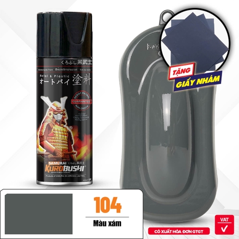 COMBO Sơn Samurai màu xám 104 gồm 4 chai đủ quy trình độ bền cao (Lót  – Nền 102 - Màu 104 - Bóng )