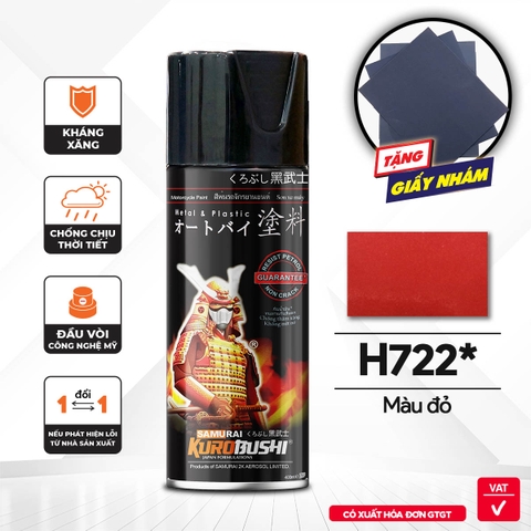 Sơn xịt Samurai Kurobushi - MÀU ĐỎ HONDA H722 (400ml)