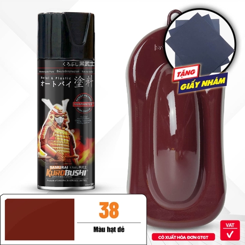 COMBO Sơn Samurai màu 38 gồm 4 chai đủ quy trình độ bền cao (Lót  – Nền 102 - Màu 38 - Bóng)