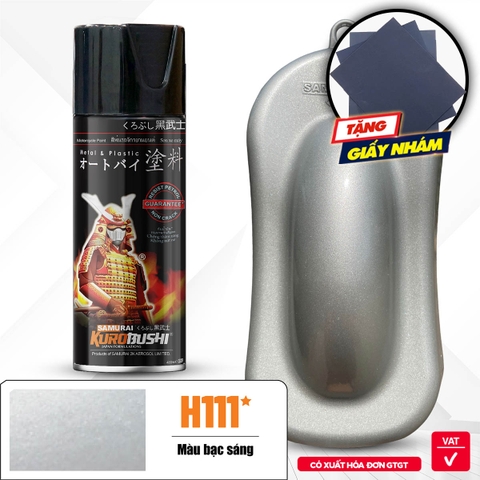 Sơn xịt Samurai Kurobushi - MÀU BẠC SÁNG H111 (400ml)