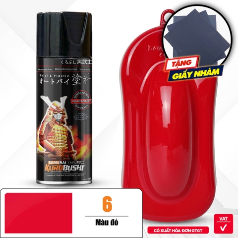 Sơn xịt SAMURAI Kurobushi - Màu ĐỎ 6 (400ml) chuyên dùng cho xe máy