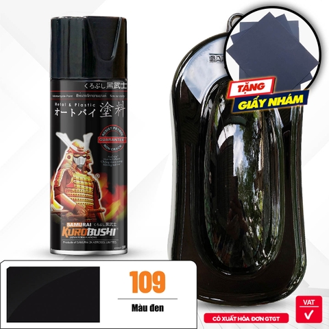 Sơn xịt Samurai Kurobushi - ĐEN BÓNG 109 (400ml)