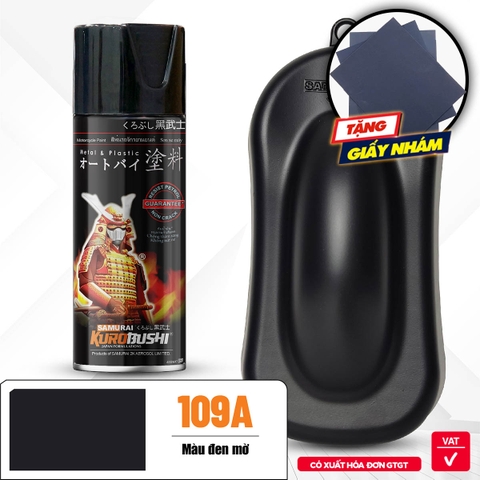 Sơn xịt Samurai Kurobushi - MÀU ĐEN MỜ 109A (400ml)