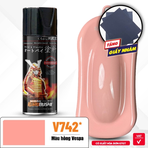 Sơn xịt Samurai Kurobushi - MÀU HỒNG VESPA V742* (400ml)