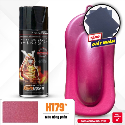 COMBO Sơn Samurai màu hồng phấn H179 gồm 4 chai đủ quy trình độ bền cao, đep (Lót - Nền 124 - Màu H179 - Bóng )