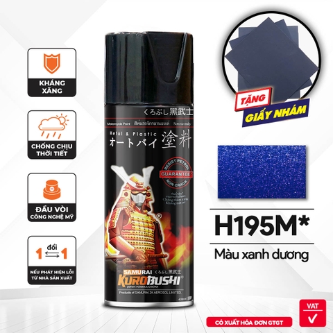 Sơn xịt Samurai Kurobushi - Màu XANH DƯƠNG H195M (400ml)