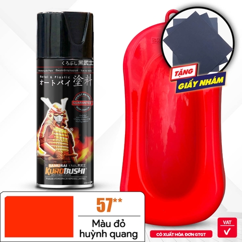 Sơn xịt Samurai Kurobushi - MÀU ĐỎ HUỲNH QUANG 57 (400ml)
