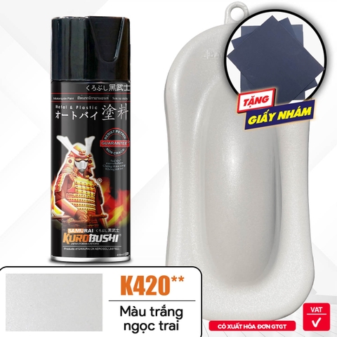 Sơn xịt Samurai Kurobushi - MÀU TRẮNG NGỌC TRAI K420 (400ml)