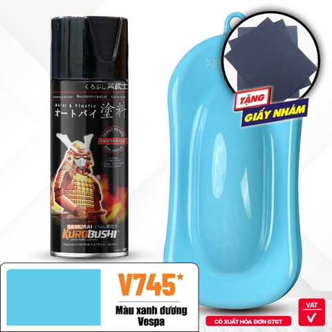 Sơn xịt Samurai Kurobushi - MÀU XANH DƯƠNG VESPA V745* (400ml)