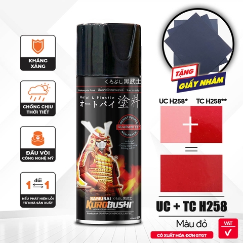 Sơn Samurai  -  MÀU ĐỎ Honda UC H258 (400ml)