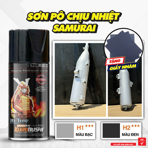 Sơn xịt Samurai Kurobushi - MÀU BẠC SƠN CHỊU NHIỆT  H1 (350ml)