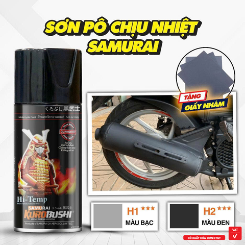 Sơn xịt Samurai Kurobushi - SƠN CHỊU NHIỆT (MÀU ĐEN) H2 (350ml)