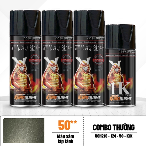 COMBO Sơn SAMURAI màu 50 gồm 4 chai đủ quy trình độ bền cao (Lót – Nền 124 - Màu 50 - Bóng )