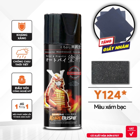 Sơn xịt Samurai Kurobushi - MÀU XÁM BẠC Y124 (400ml)