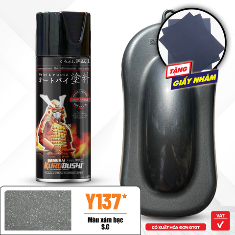 Sơn xịt Samurai Kurobushi - MÀU XÁM BẠC S.C Y137 (400ml)