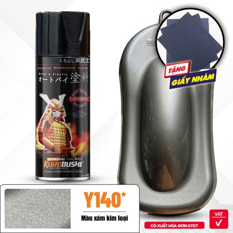 Sơn xịt Samurai Kurobushi - MÀU XÁM KIM LOẠI Y140* (400ml)