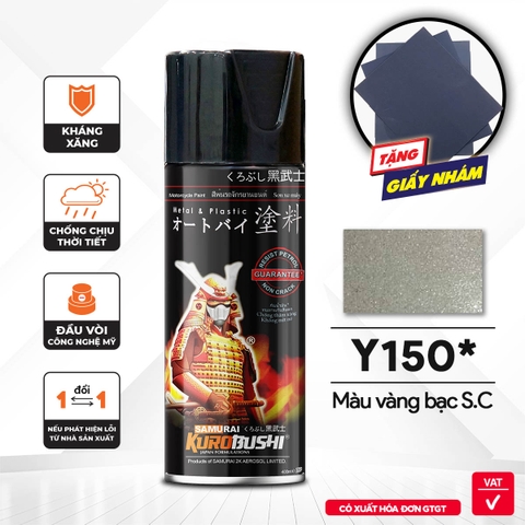 Sơn xịt Samurai Kurobushi - MÀU BẠC PHA LÊ Yamaha Y150 (400ml)