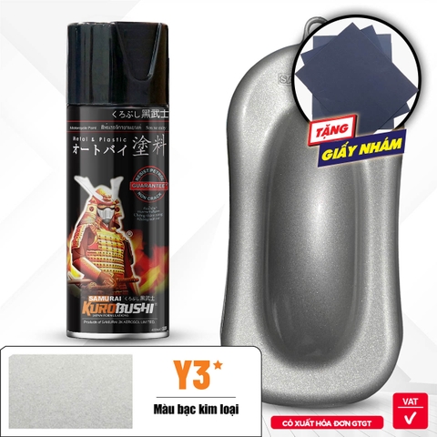 Sơn xịt Samurai Kurobushi - MÀU BẠC KIM LOẠI Y3 (400ml)