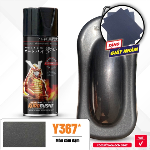 COMBO Sơn Samurai màu xám đậm Y367 gồm 3 chai đủ quy trình độ bền cao, đẹp (Lót  – Màu Y367 - Bóng )