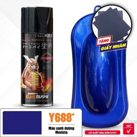 Sơn xịt Samurai Kurobushi - MÀU XANH DƯƠNG MOVISTAR Yamaha Y688 (400ml)