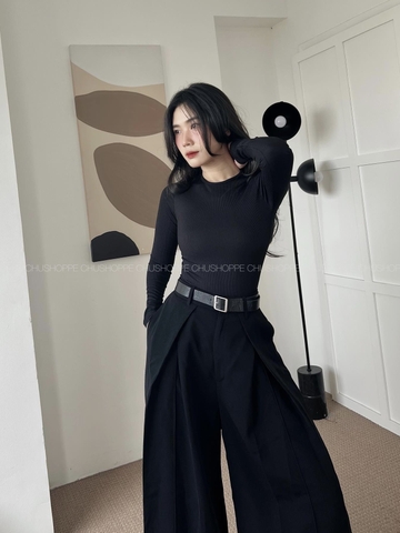 ÁO THUN ĐEN TAY DÀI (cổ tròn)