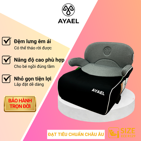 Ghế Ngồi Booster Ô Tô Cho Bé Chuẩn Quốc Tế Chính Hãng AYAEL BFL310 Đạt I-Size R129 (Cao trên 100cm)