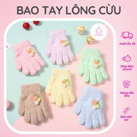 Bao Tay Lông Cừu Hình Cherry Giữ Ấm Cho Bé
