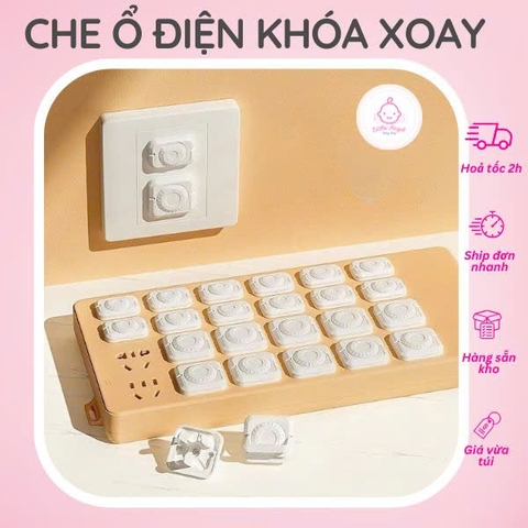 Nút Che Ổ Điện Khóa Xoay Set 6 Cái Bảo Vệ An Toàn Cho Bé