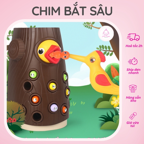 Đồ Chơi Giáo Dục Trẻ Em Thông Minh Bộ Chim Gõ Kiến Bắt Sâu Cho Bé Phát Triển Trí Tuệ