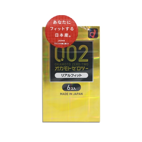 Bao Cao Su Okamoto 0.02 Real Fit Ôm Sát Mềm Mại (Hộp 6 Chiếc)