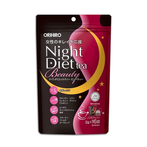 Trà Night Diet Tea Orihiro Beauty Collagen Hỗ Trợ Giảm Cân Túi 16 Gói