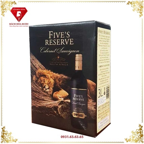 Rượu vang bịch Five’s Reserve Cabernet Sauvignon 3L