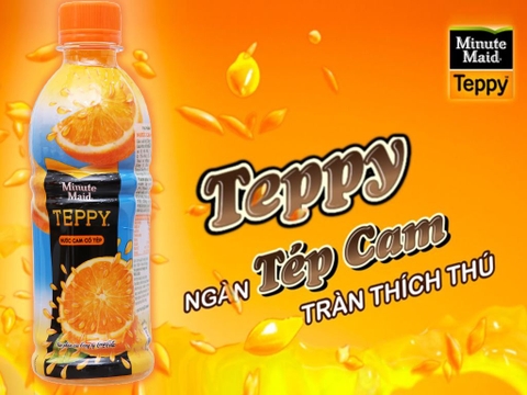 6 chai nước cam có tép Teppy 327ml