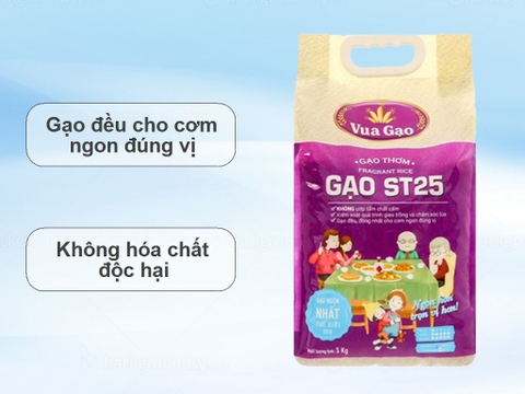 Gạo thơm Vua Gạo ST25 túi 5kg