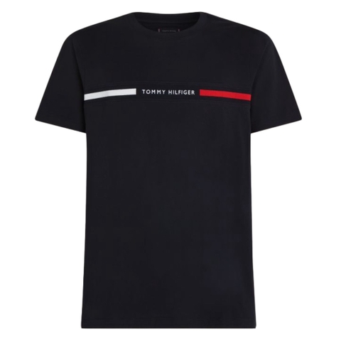 Áo Tommy Hilfiger Ribbed Inset Logo T-Shirt Black MW36498 001