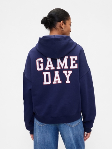 Áo GAP Relaxed Cropped Wedge Graphic Hoodie Navy 831837 00 1