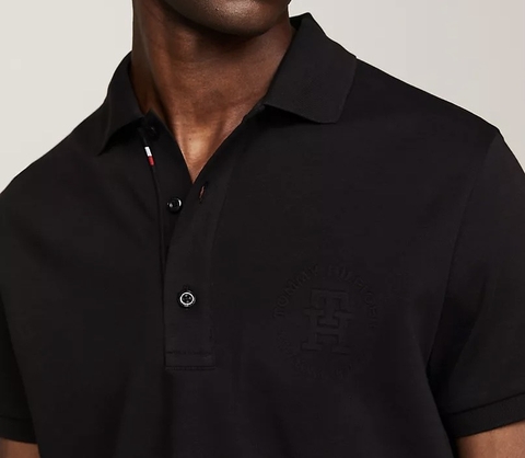 Áo Polo Tommy Hilfiger Regular Fit TH Logo Interlock Black MW30807 001