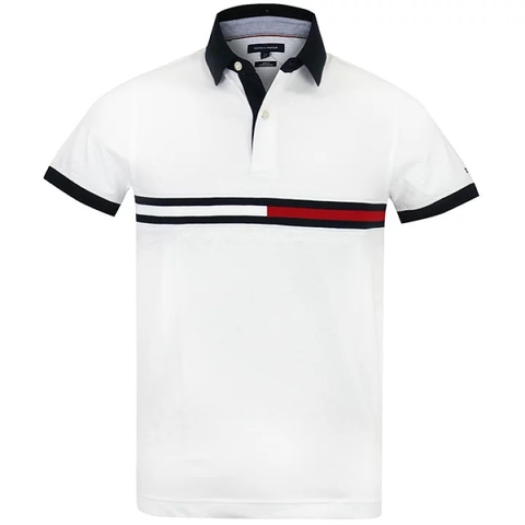 Áo Polo Tommy Hilfiger Regular Fit Embroidered Stripe Logo White 78JB117 100