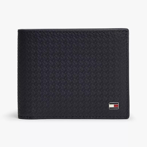 Ví Tommy Hilfiger Men's Allover Flag Logo Leather Bifold Wallet Space Blue AM14241 400