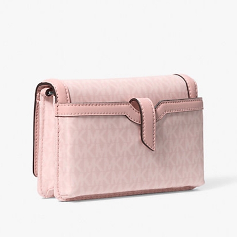 Túi Michael Kors Jet Set Small Signature Logo Print Woven Smartphone Crossbody Bag Smokey Rose 32S5SJ6C1C