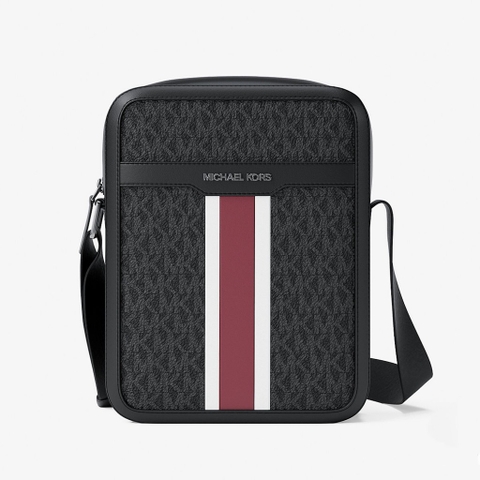 Túi Michael Kors Cooper Striped Signature Logo Flight Bag Cherry 37F5LCOL6B