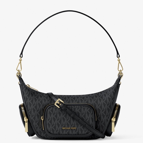 Túi Michael Kors Merritt Small Signature Logo Convertible Shoulder Black 35R6G0WC1B