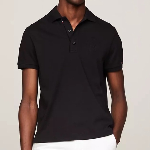 Áo Polo Tommy Hilfiger Regular Fit TH Logo Interlock Black MW30807 001