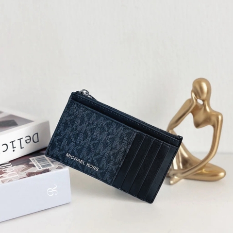 Ví Michael Kors Cooper Slim Signature Logo Zip Wallet Black Navy 36T4LCOZ7B