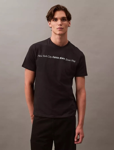Áo Calvin Klein NYC Linear Text Logo T-Shirt Black 40EM860 001