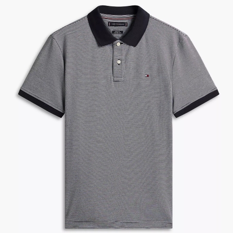 Áo Polo Tommy Hilfiger Regular Fit Sriped Interlock Navy XM07340 400