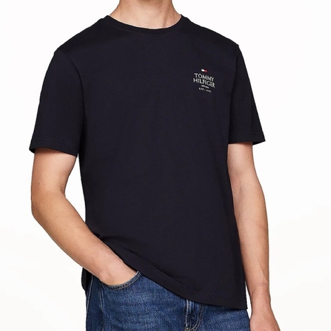 Áo Tommy Hilfiger Logo Hilfiger Stack Navy MW36500 402