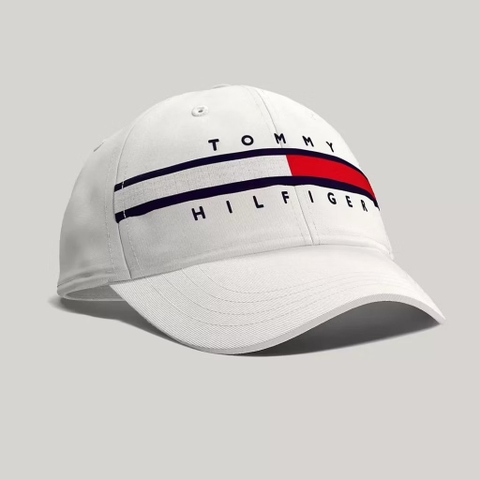 Nón Tommy Hilfiger Flag Stripe Logo Baseball Cap White 78B4207 100
